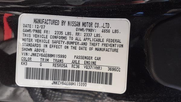 Photo 1 VIN: JNKCV64E88M115990 - INFINITI G 37 