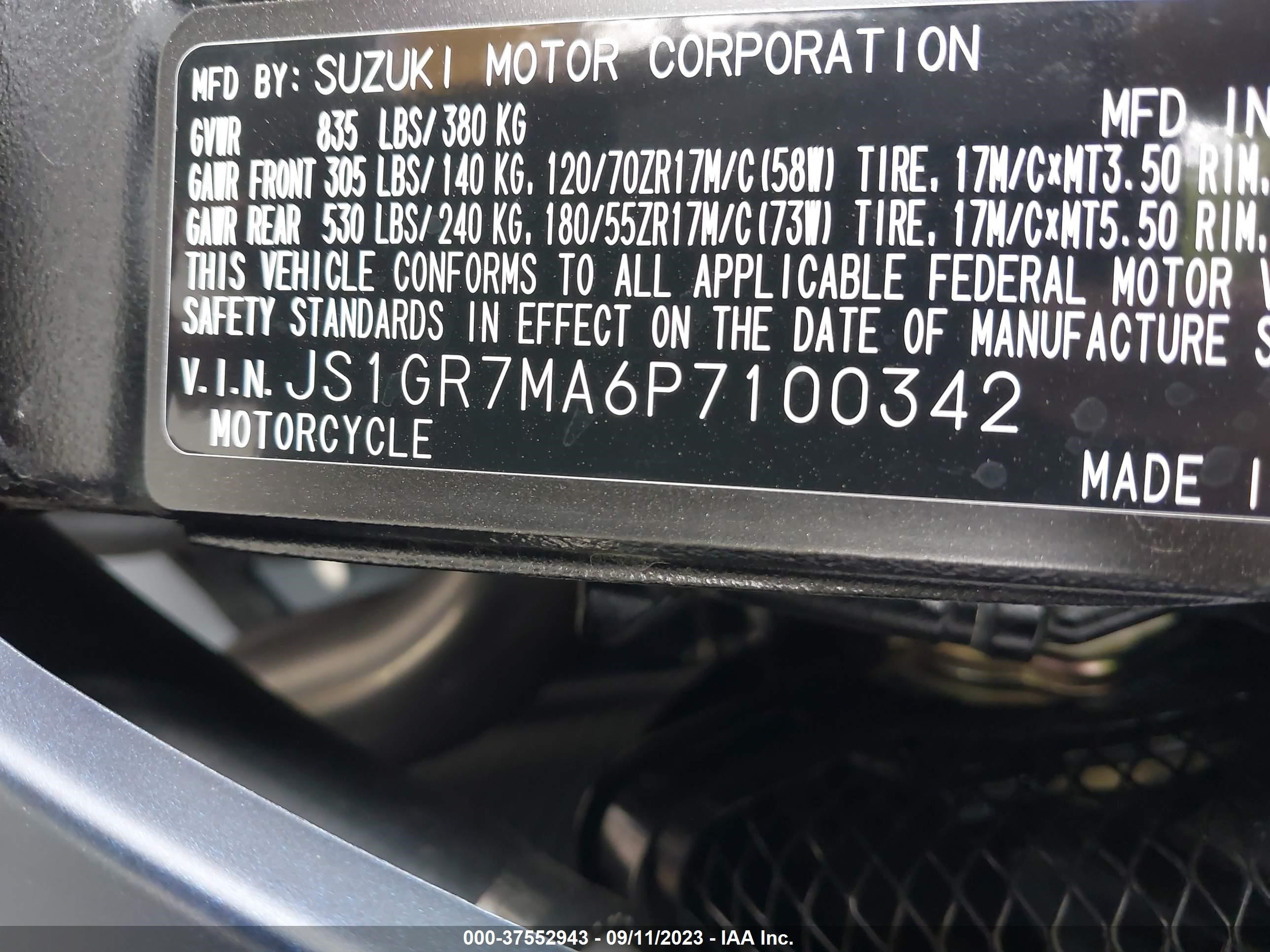 Photo 9 VIN: JS1GR7MA6P7100342 - SUZUKI NULL 