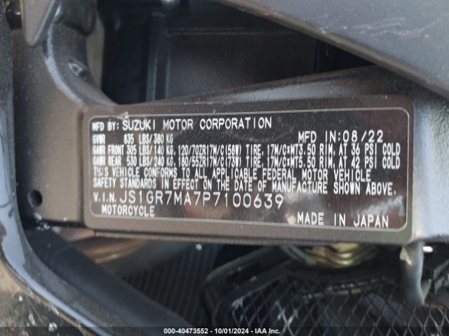 Photo 9 VIN: JS1GR7MA7P7100639 - SUZUKI GSX-R750 