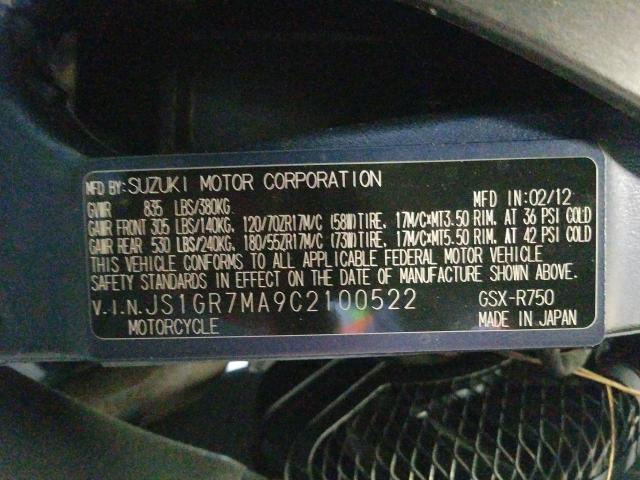 Photo 9 VIN: JS1GR7MA9C2100522 - SUZUKI GSX750 