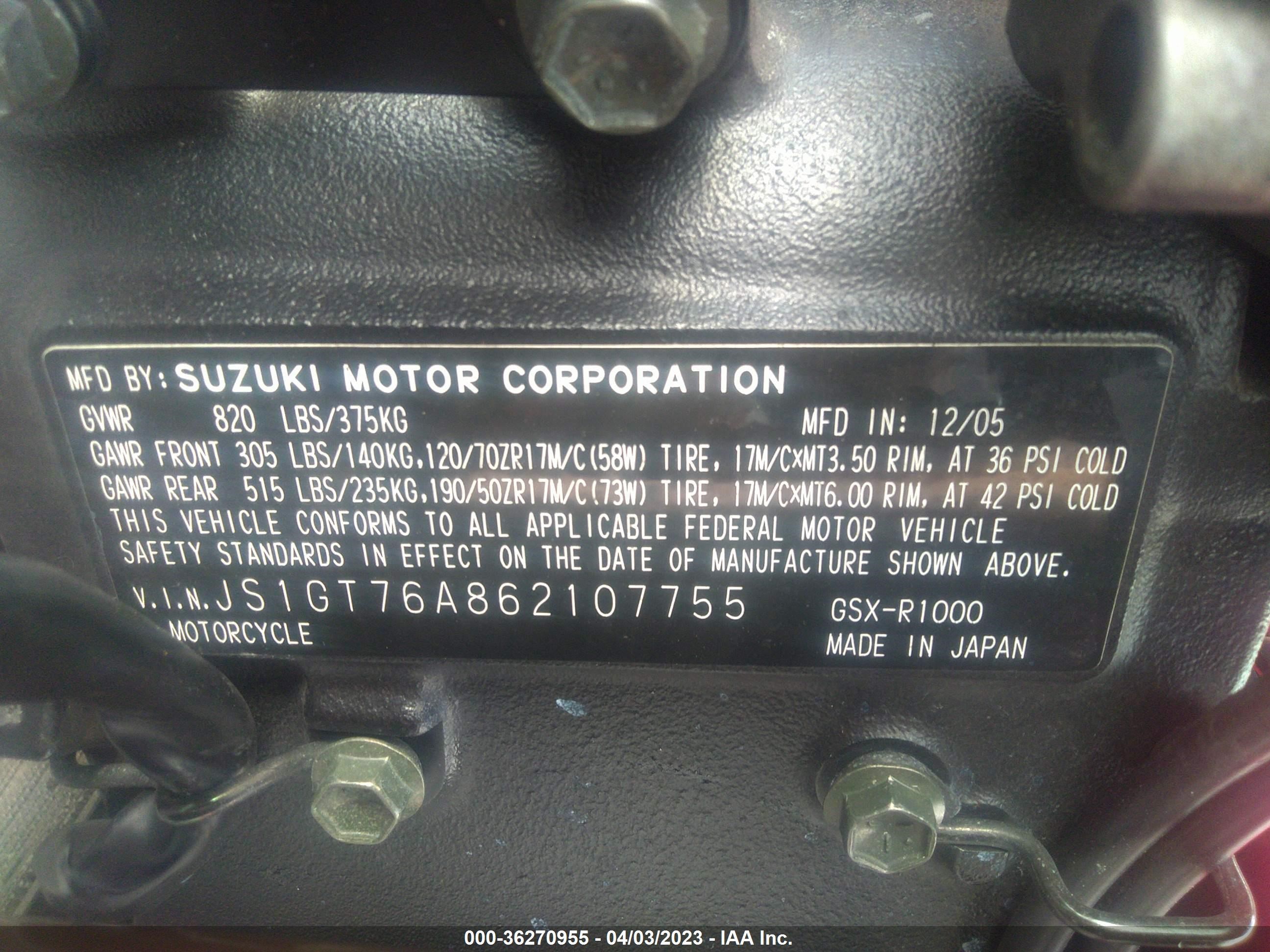 Photo 9 VIN: JS1GT76A862107755 - SUZUKI ALL 