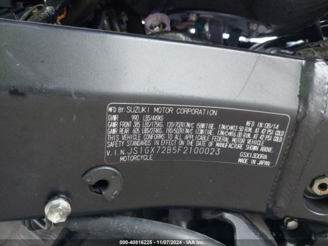 Photo 9 VIN: JS1GX72B5F2100023 - SUZUKI GSX1300RAL 