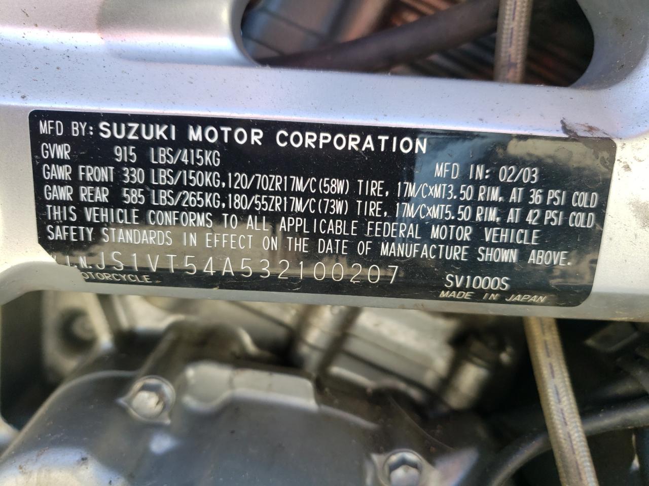 Photo 9 VIN: JS1VT54A532100207 - SUZUKI NULL 