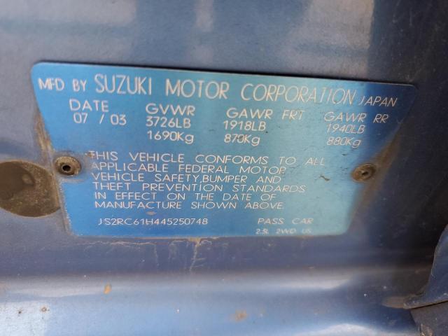 Photo 11 VIN: JS2RC61H445250748 - SUZUKI AERIO SX 