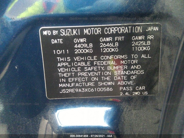 Photo 8 VIN: JS2RE9A3XC6100586 - SUZUKI KIZASHI 