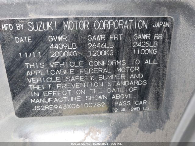 Photo 8 VIN: JS2RE9A3XC6100782 - SUZUKI KIZASHI 