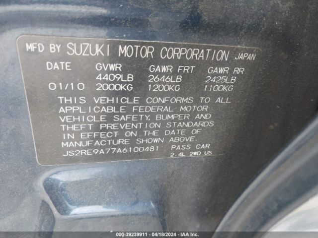 Photo 8 VIN: JS2RE9A77A6100481 - SUZUKI KIZASHI 