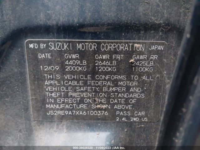 Photo 8 VIN: JS2RE9A7XA6100376 - SUZUKI KIZASHI 