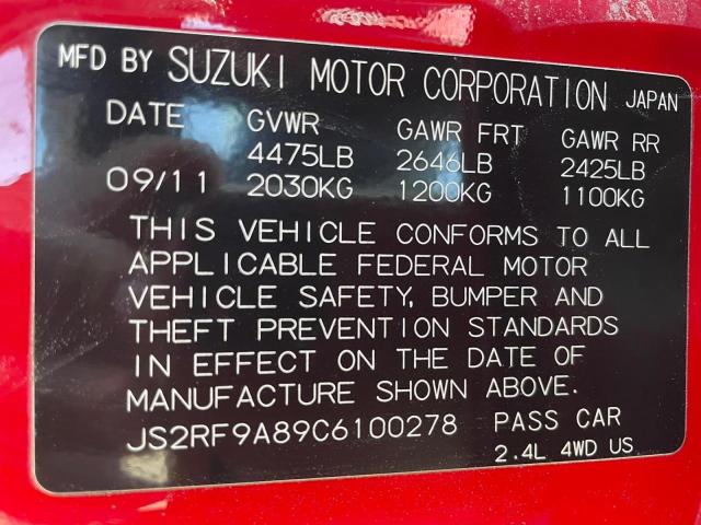 Photo 9 VIN: JS2RF9A89C6100278 - SUZUKI KIZASHI SP 