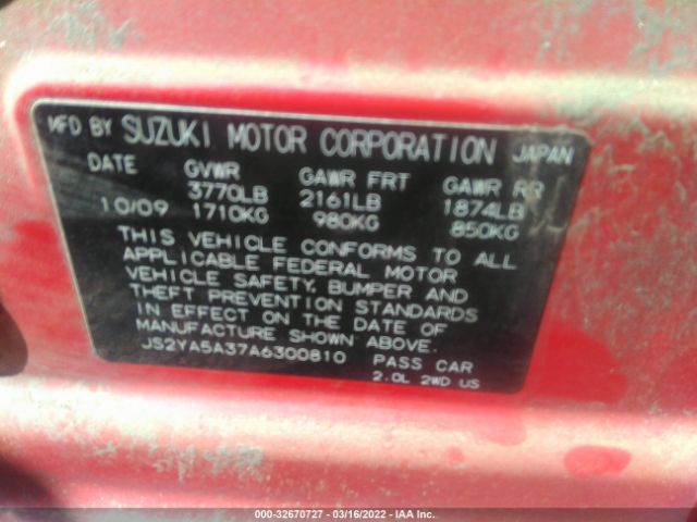 Photo 8 VIN: JS2YA5A37A6300810 - SUZUKI SX4 