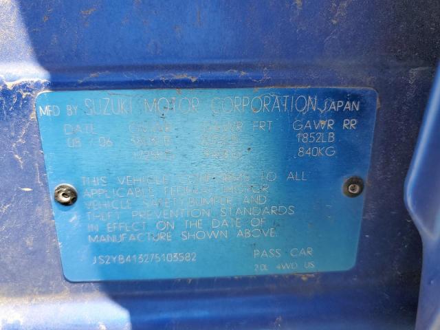 Photo 12 VIN: JS2YB413275103582 - SUZUKI SX4 