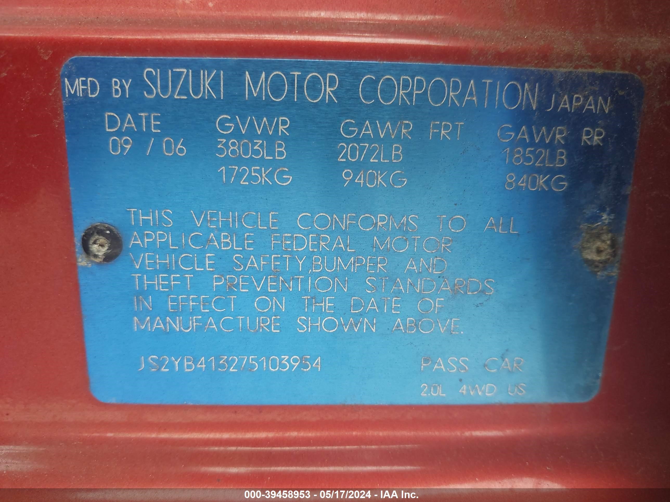 Photo 8 VIN: JS2YB413275103954 - SUZUKI SX4 