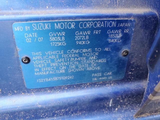 Photo 11 VIN: JS2YB413875109242 - SUZUKI SX4 