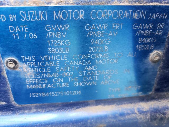 Photo 12 VIN: JS2YB415275101204 - SUZUKI SX4 