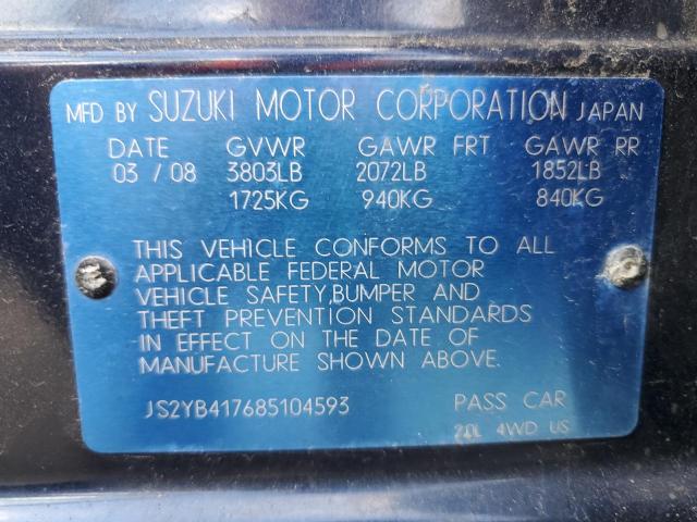 Photo 11 VIN: JS2YB417685104593 - SUZUKI SX4 TOURIN 