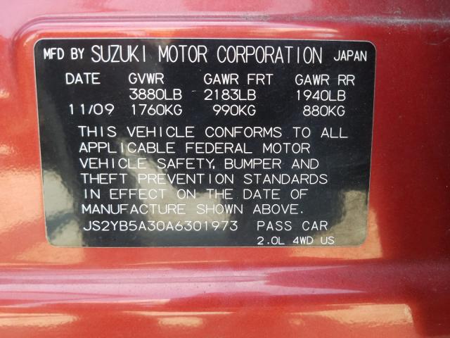 Photo 9 VIN: JS2YB5A30A6301973 - SUZUKI SX4 