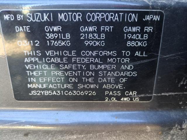 Photo 11 VIN: JS2YB5A31C6306926 - SUZUKI SX4 