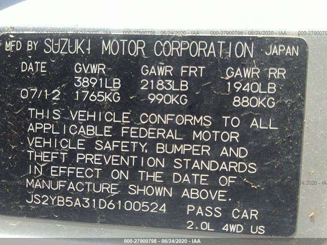 Photo 8 VIN: JS2YB5A31D6100524 - SUZUKI SX-4 