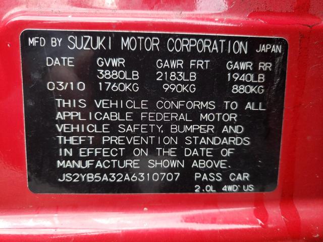 Photo 9 VIN: JS2YB5A32A6310707 - SUZUKI SX4 