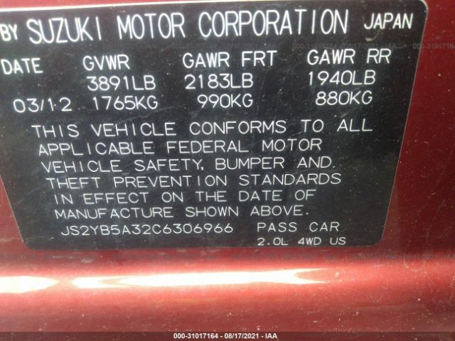 Photo 8 VIN: JS2YB5A32C6306966 - SUZUKI SX-4 