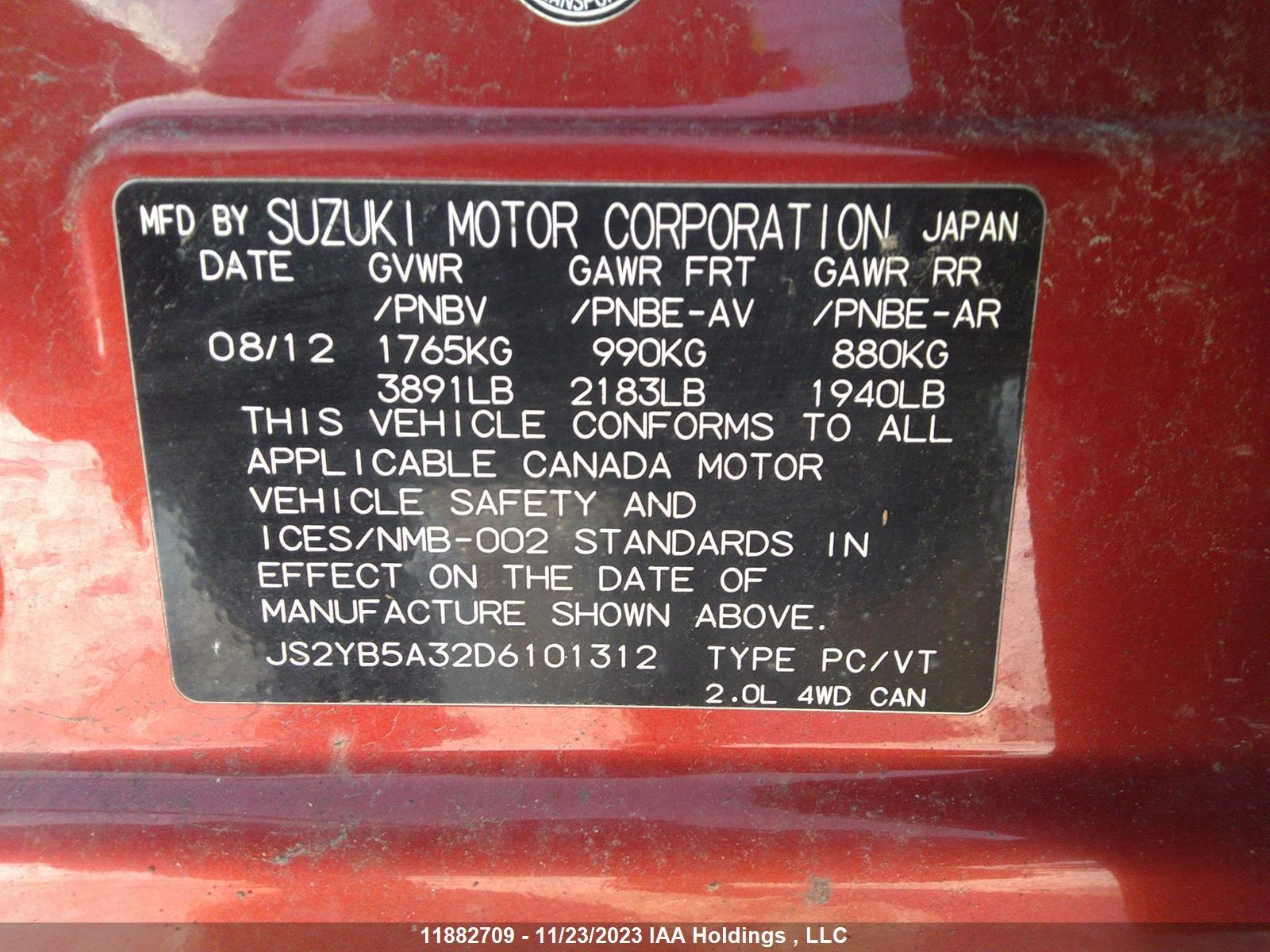 Photo 8 VIN: JS2YB5A32D6101312 - SUZUKI SX4 