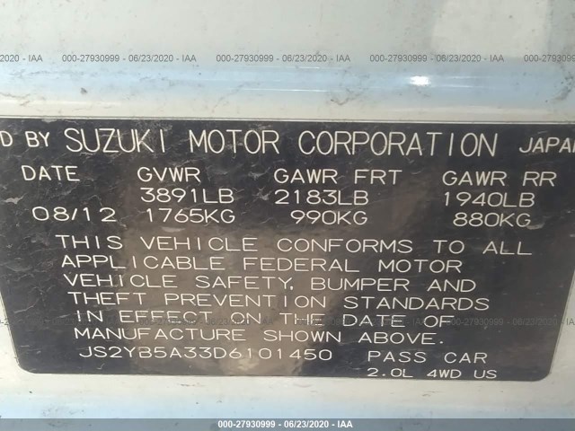 Photo 8 VIN: JS2YB5A33D6101450 - SUZUKI SX-4 