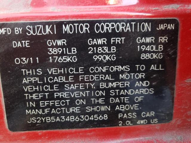 Photo 9 VIN: JS2YB5A34B6304568 - SUZUKI SX4 