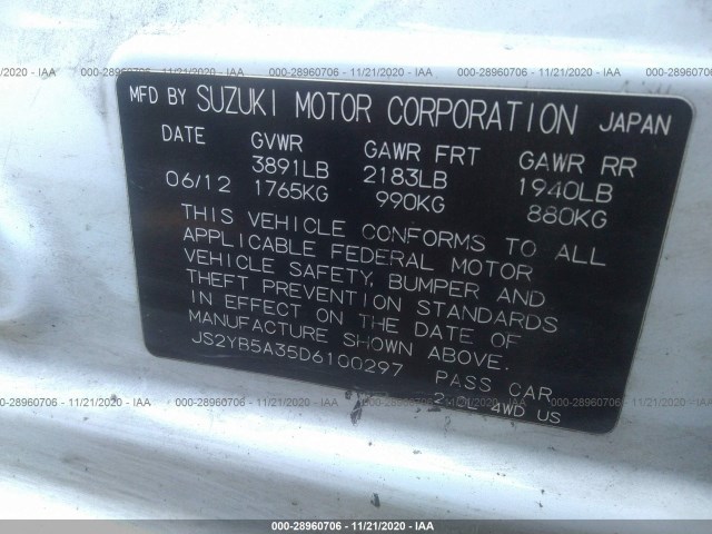 Photo 8 VIN: JS2YB5A35D6100297 - SUZUKI SX4 