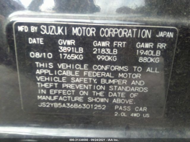 Photo 8 VIN: JS2YB5A36B6301252 - SUZUKI SX4 