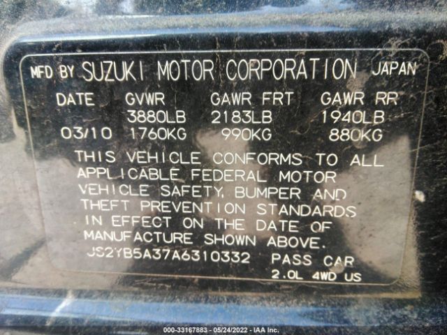 Photo 8 VIN: JS2YB5A37A6310332 - SUZUKI SX4 