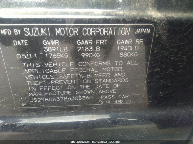 Photo 8 VIN: JS2YB5A37B6305360 - SUZUKI SX4 