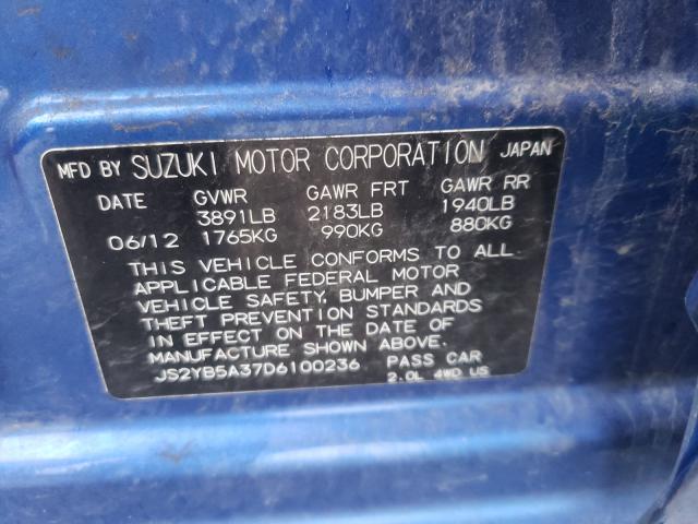 Photo 9 VIN: JS2YB5A37D6100236 - SUZUKI SX4 