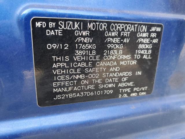 Photo 12 VIN: JS2YB5A37D6101709 - SUZUKI SX4 