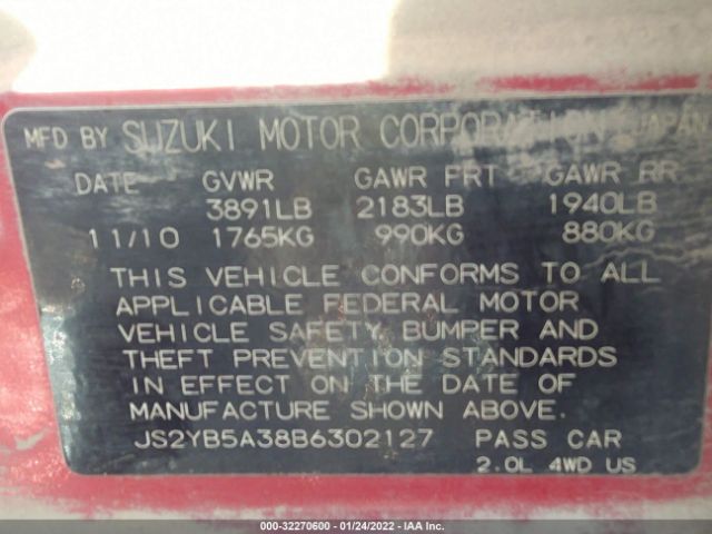 Photo 8 VIN: JS2YB5A38B6302127 - SUZUKI SX4 