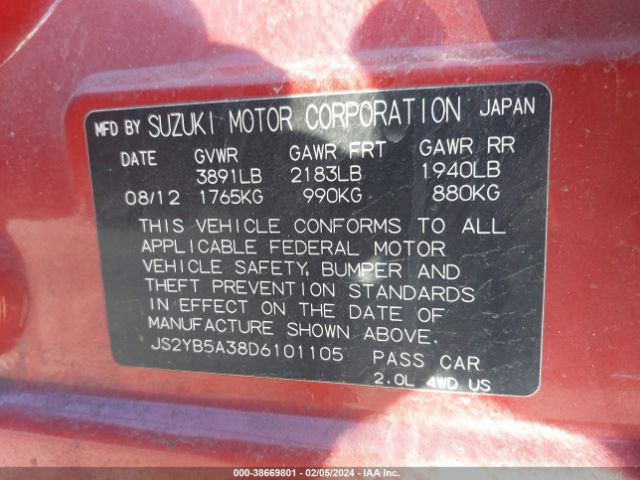 Photo 8 VIN: JS2YB5A38D6101105 - SUZUKI SX4 