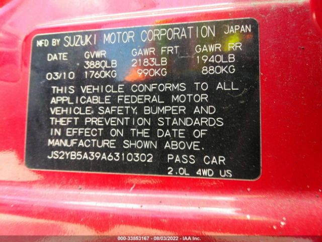 Photo 8 VIN: JS2YB5A39A6310302 - SUZUKI SX4 