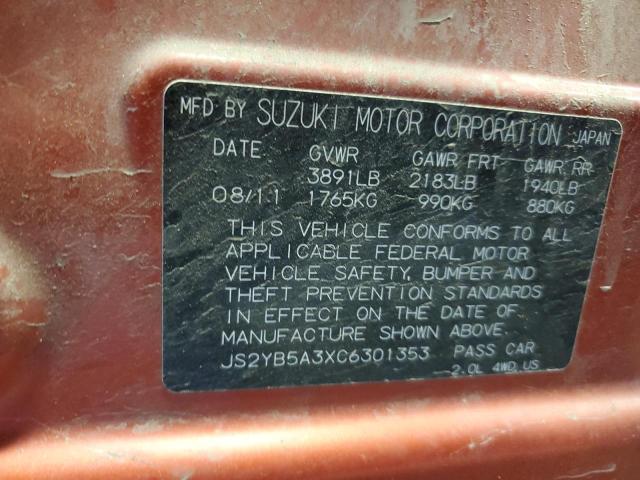 Photo 11 VIN: JS2YB5A3XC6301353 - SUZUKI SX4 