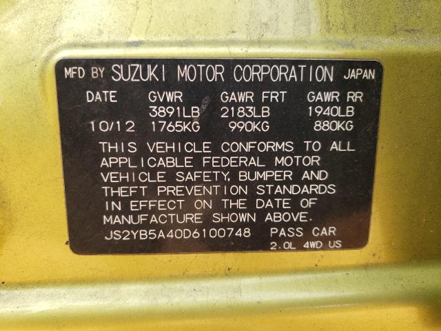 Photo 12 VIN: JS2YB5A40D6100748 - SUZUKI SX4 