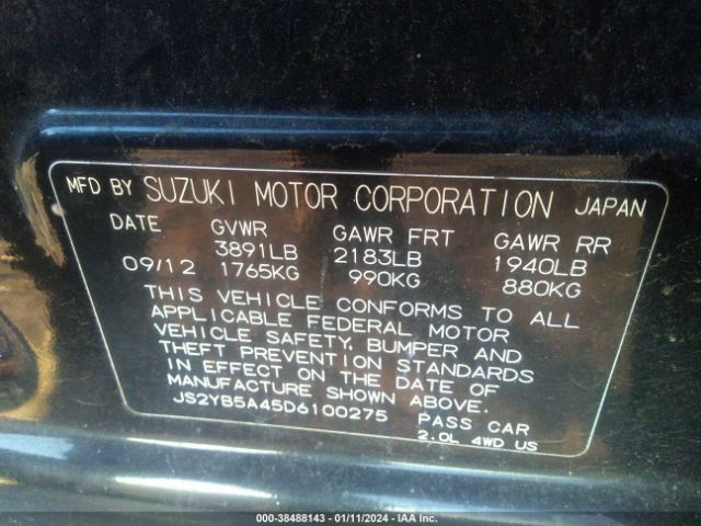 Photo 8 VIN: JS2YB5A45D6100275 - SUZUKI SX4 