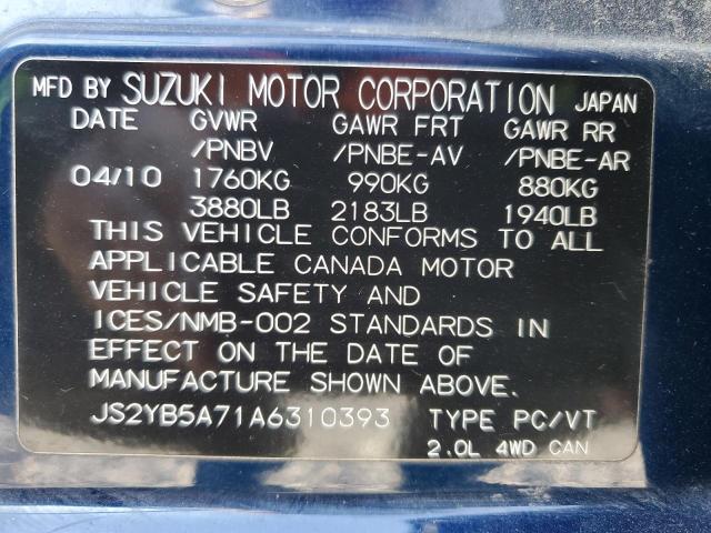 Photo 12 VIN: JS2YB5A71A6310393 - SUZUKI SX4 TOURIN 