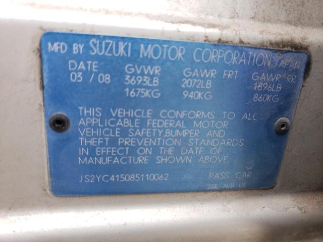 Photo 11 VIN: JS2YC415085110062 - SUZUKI SX4 