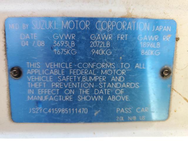 Photo 11 VIN: JS2YC415985111470 - SUZUKI SX4 