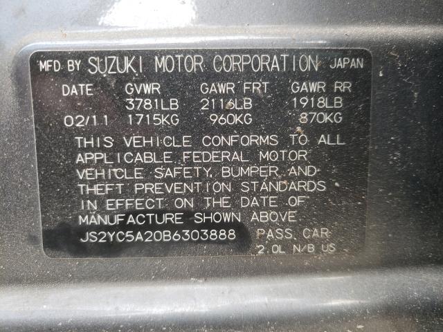 Photo 9 VIN: JS2YC5A20B6303888 - SUZUKI SX4 LE 