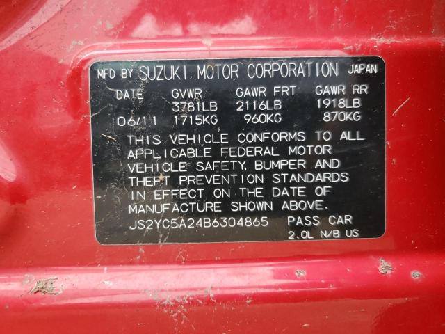 Photo 11 VIN: JS2YC5A24B6304865 - SUZUKI SX4 