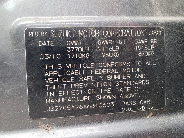 Photo 9 VIN: JS2YC5A26A6310603 - SUZUKI SX4 LE 