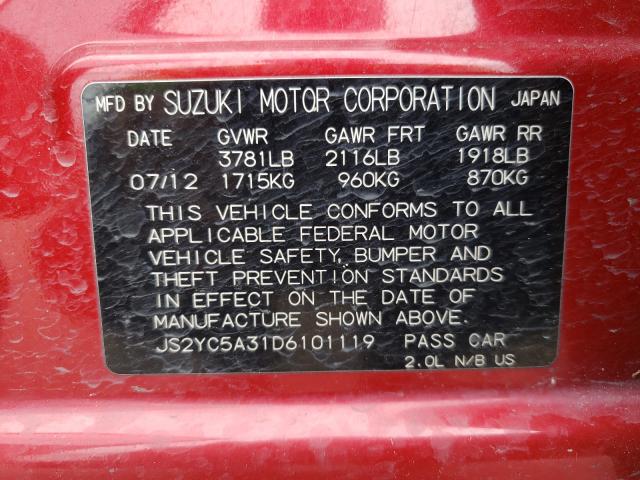 Photo 9 VIN: JS2YC5A31D6101119 - SUZUKI SX4 LE 