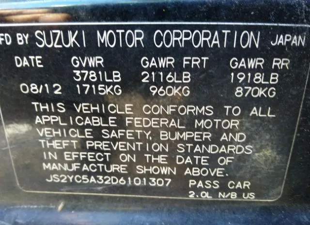 Photo 8 VIN: JS2YC5A32D6101307 - SUZUKI SX4 