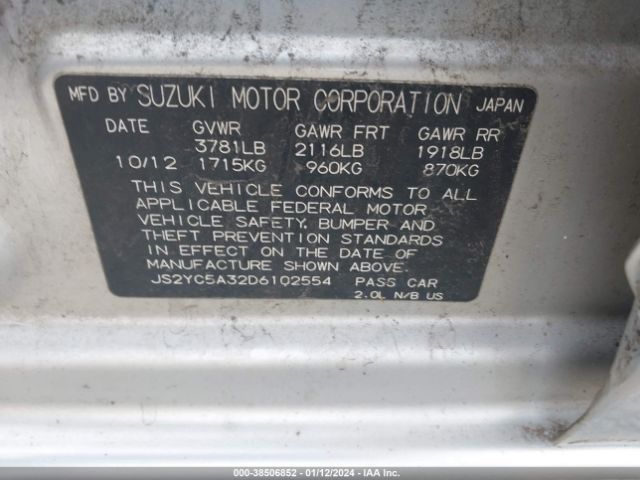 Photo 8 VIN: JS2YC5A32D6102554 - SUZUKI SX4 