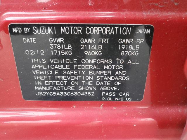 Photo 11 VIN: JS2YC5A33C6304382 - SUZUKI SX4 