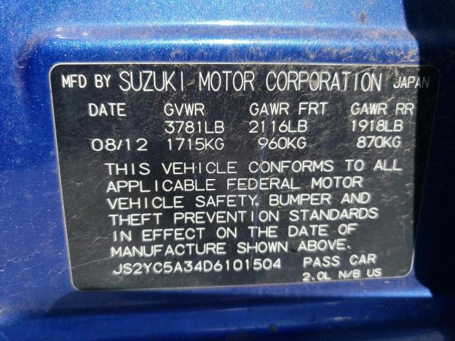 Photo 11 VIN: JS2YC5A34D6101504 - SUZUKI SX4 